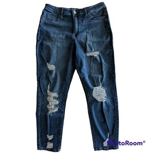 SO Goods For Life Jeans Womens Sz 13/31 W Blue High Rise Cropped Distressed